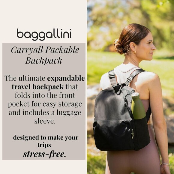 Women's Lightweight Travel Backpack - Packable Design with Luggage Sleeve, Black - Picture 2 of 6